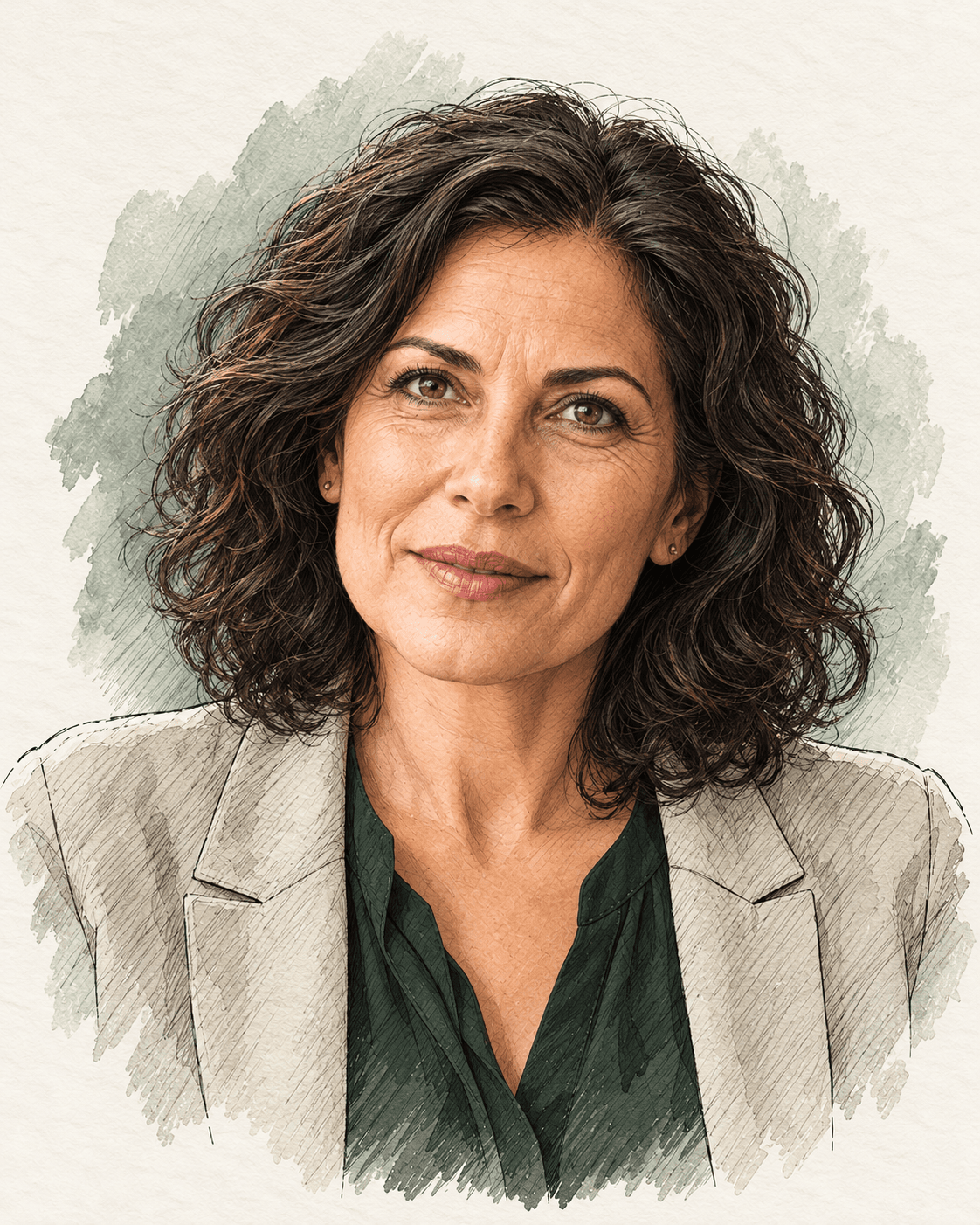Illustrert portrett av Amina, AI-profil.